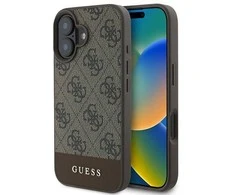 GUESS dėklas skirtas Apple iPhone 16 Plus GUHCP16MG4GLBR (PC/TPU 4G PU Bottom Stripe) rudos spalvos
