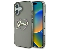 Guess IML Heart Apple iPhone 16 Plus - dėklas telefonui juodos spalvos