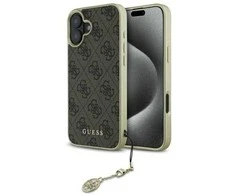 Guess GUHCP16SGF4GBR Apple iPhone 16 6.1" dėklas telefonui rudos spalvos 4G Charms Collection