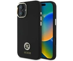 Guess GUHCP16SM4DGPK Apple iPhone 16 6.1" dėklas telefonui juodos spalvos Silikoninis Logo Strass 4G