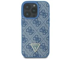 Guess Leather Metal Logo Strass Crossbody Apple iPhone 16 - dėklas telefonui mėlynos spalvos