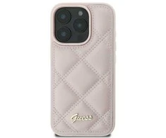Guess Quilted Metal Logo Apple iPhone 16 - dėklas telefonui rožinės spalvos