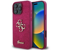 Guess Fixed Glitter Big 4G Apple iPhone 16 Pro Max - dėklas telefonui violetinės spalvos