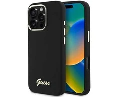 Dėklas Guess GUHCP16XSMBSLK Apple iPhone 16 Pro Max 6.9" juodos spalvos hardcase Silicone Script Metal Logo &amp; Frame