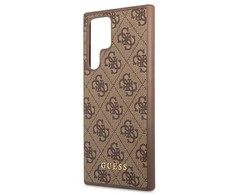 Guess 4G Metal Gold Logo - dėklas skirtas Samsung Galaxy S22 Ultra Brown