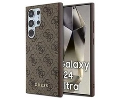 Samsung Galaxy S24 Ultra Guess dėklas 4G Metal Gold Logo (GUHCS24LG4GFBR) rudos spalvos