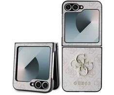 Guess PU 4G Metal Logo Samsung Galaxy Z Flip6 dėklas telefonui rožinės spalvos