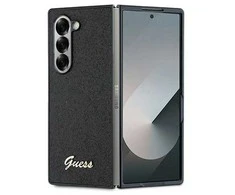 Guess PC/TPU Glitter Flakes Metal Logo Samsung Galaxy Z Fold6 dėklas telefonui juodos spalvos