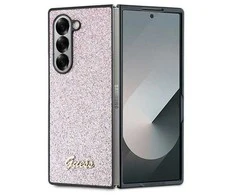 Guess PC/TPU Glitter Flakes Metal Logo Samsung Galaxy Z Fold6 dėklas telefonui rožinės spalvos