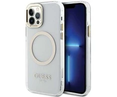 Guess GUHMP12MHTRMD Apple iPhone 12/12 Pro 6.1″ auksinis kietas dėklas Metal Outline Magsafe