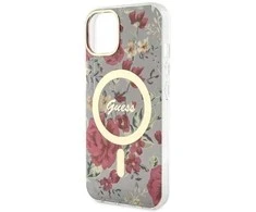 Dėklas GUESS GUHMP14MHCFWSA IPHONE 14 PLUS / 15 PLUS 6.7 "Žalias / KHAKI HARDCASE FLOWER MAGSAFE