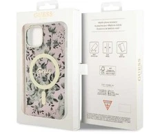 Dėklas GUESS GUHMP14MHCFWSP IPHONE 14 PLUS / / 15 PLUS 6.7 "Rožinis / Rožinis HARDCASE FLOWER MAGSAFE