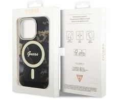 Apple iPhone 14 Pro Max Guess dėklas Golden Marble Collection MagSafe (GUHMP14XHTMRSK) juodos spalvos