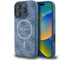 Guess 4G Ring Classic Logo MagSafe Apple iPhone 16 Pro - dėklas telefonui mėlynos spalvos