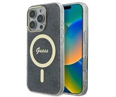 Guess GUHMP16LH4STK Apple iPhone 16 Pro 6.3″ juodos spalvos kietas dėklas IML 4G MagSafe