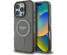 Guess GUHMP16LHFGEREK Apple iPhone 16 Pro 6.3" dėklas telefonui juodos spalvos IML Glitter Circle MagSafe