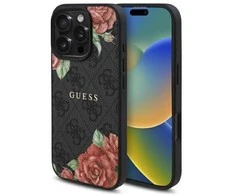 Guess GUHMP16LP4ROPEMCK Apple iPhone 16 Pro 6.3″ dėklas telefonui juodos spalvos 4G Flowers Print MagSafe