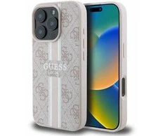 Guess 4G Printed Stripes MagSafe - dėklas skirtas Apple iPhone 16 Pro pink