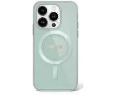 Guess IML Rhinestones MagSafe Apple iPhone 16 Pro Case - dėklas telefonui žalios spalvos