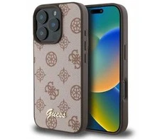 Guess Peony Script MagSafe - dėklas skirtas Apple iPhone 16 Pro ruda