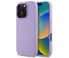 Guess GUHMP16LPSAHMCU Apple iPhone 16 Pro 6.3″ violetinės spalvos kietas dėklas Saffiano MagSafe
