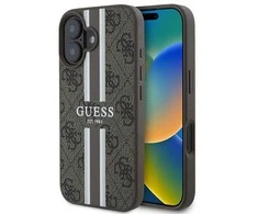 Guess GUHMP16MP4RPSW Apple iPhone 16 Plus 6.7″ rudos spalvos kietas dėklas 4G Printed Stripes MagSafe
