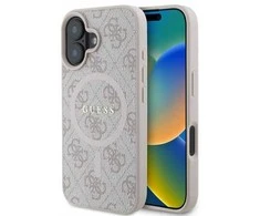 Guess 4G Ring Classic Logo MagSafe - dėklas skirtas Apple iPhone 16 pink