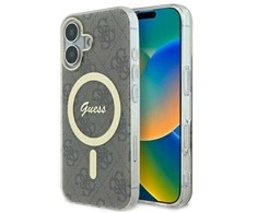 „Guess“ GUHMP16SH4STW „Apple iPhone 16 6.1"“ rudos spalvos kietas dėklas IML 4G MagSafe