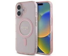 Apple iPhone 16 Guess IML Glitter Circle MagSafe (GUHMP16SHFGEREP) dėklas telefonui rožinės spalvos