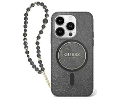 Guess IML Glitter With Pearl Strap MagSafe case Apple iPhone 16 - dėklas telefonui juodos spalvos