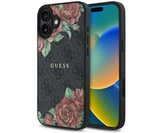 Guess GUHMP16SP4ROPEMCK Apple iPhone 16 6.1" dėklas telefonui juodos spalvos 4G Flowers Print MagSafe