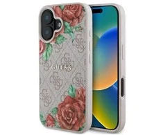 Guess GUHMP16SP4ROPEMCP Apple iPhone 16 6.1" dėklas telefonui rožinės spalvos 4G Flowers Print MagSafe
