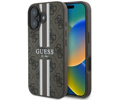Guess GUHMP16SP4RPSW Apple iPhone 16 6.1″ rudos spalvos kietas dėklas 4G Printed Stripes MagSafe