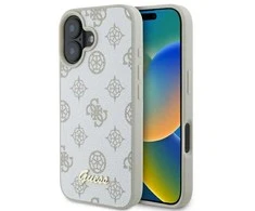 Apple iPhone 16 Guess Peony Script Logo MagSafe (GUHMP16SPGPYSH) dėklas telefonui baltos spalvos