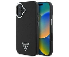 Guess Grained Triangle MagSafe case Apple iPhone 16 – dėklas telefonui juodos spalvos