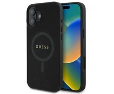 Guess GUHMP16SPSAHMCK Apple iPhone 16 6.1″ juodos spalvos kietas dėklas Saffiano Classic Logo MagSafe