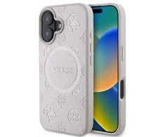 Guess Saffiano Peony Classic Logo MagSafe Apple iPhone 16 - dėklas telefonui rožinės spalvos