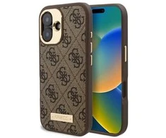 Guess 4G Logo Plate MagSafe Apple iPhone 16 Case – dėklas telefonui rudos spalvos