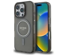 Guess IML Glitter Ring MagSafe Apple iPhone 16 Pro Max dėklas telefonui juodos spalvos