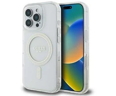 Guess IML Glitter Ring MagSafe Apple iPhone 16 Pro Max dėklas telefonui skaidrus