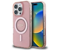 Guess IML Rhinestones MagSafe - dėklas skirtas Apple iPhone 16 Pro Max Rožinė