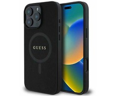 Guess Saffiano Classic Logo MagSafe - dėklas skirtas Apple iPhone 16 Pro Max juodas
