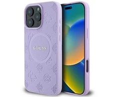 Guess Saffiano Peony Classic Logo MagSafe Apple iPhone 16 Pro Max - dėklas telefonui violetinės spalvos