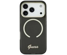 Dėklas Guess IML Script Metal MagSafe Case for iPhone 17 - Juodas