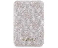 Guess Powerbank indukcinis 15W GUPB5FP4EMGP 5000mAh rožinės spalvos 4G Leather Metal Logo MagSafe