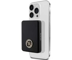 „Guess“ indukcinė išorinė baterija 15 W GUPBM5AL4DMK 5000 mAh juodos spalvos „MagSafe 4G“ su metaliniu logotipu