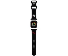 Apyrankė Apple Watch 1 / 2 / 3 / 4 / 5 / 6 / 7 / 8 / SE / Ultra (42 / 44 / 45 / 49 mm) Hello Kitty Strap Silicone Kitty Head (HKAWLSCHBLK) juodos spalvos