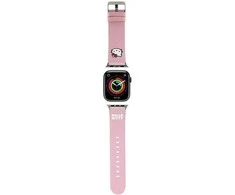 Apyrankė Apple Watch 1 / 2 / 3 / 4 / 5 / 6 / SE / 7 / 8 (38 / 40 / 41 mm) Hello Kitty Strap Kitty Head (HKAWMPGKHP) rožinės spalvos