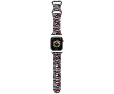 Apyrankė Apple Watch 1 / 2 / 3 / 4 / 5 / 6 / SE / 7 / 8 (38 / 40 / 41 mm) Hello Kitty Strap Heads &amp; Bows Pattern (HKAWMSDIEZK) juodos spalvos