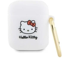 Apple AirPods Hello Kitty Silicone 3D Kitty Head (HKA23DKHSH) ausinių dėklas baltos spalvos